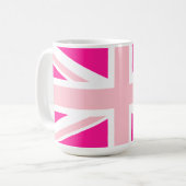 Diep Roze Union Jack Koffiemok (Voorkant links)