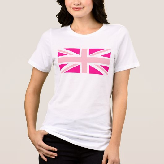 Diep roze Union Jack Tri-Blend Shirt (Voorkant)