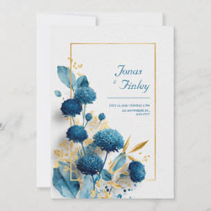 Diep saffierblauw goud folie ronde bloem kaart