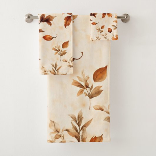 Diep Sinaasappel Amber  Bloemen Herfstpatroon Bad Handdoek (Insitu)