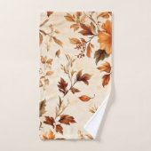 Diep Sinaasappel Amber  Bloemen Herfstpatroon Bad Handdoek (Handdoek)