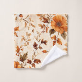 Diep Sinaasappel Amber  Bloemen Herfstpatroon Bad Handdoek (Wasdoekje)