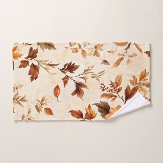 Diep Sinaasappel Amber  Bloemen Herfstpatroon Bad Handdoek (Handdoek)