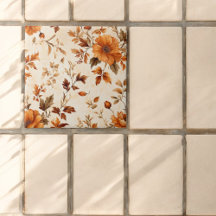 Diep Sinaasappel Amber  Bloemen Herfstpatroon