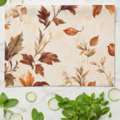 Diep Sinaasappel Amber Bloemen Herfstpatroon Theedoek (Gevouwen)