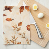 Diep Sinaasappel Amber  Bloemen Herfstpatroon Theedoek (Quarter Fold)