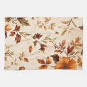 Diep Sinaasappel Amber Bloemen Herfstpatroon Theedoek (Horizontaal)