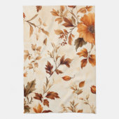 Diep Sinaasappel Amber Bloemen Herfstpatroon Theedoek (Verticaal)