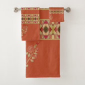 Diep sinaasappel met bloemen bad handdoek (Insitu)