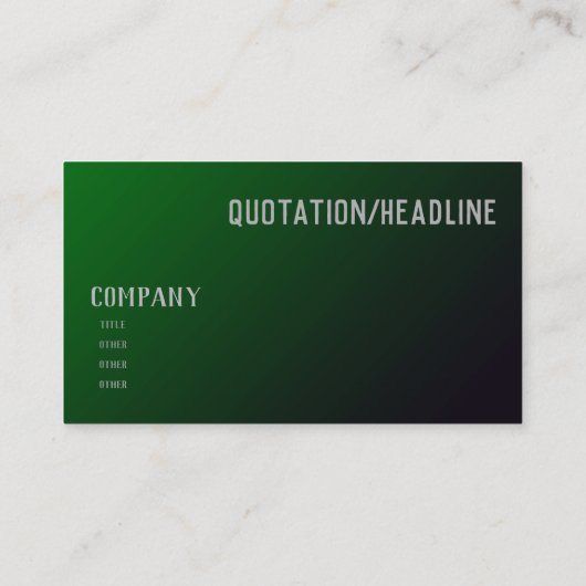 Diep smaragdgroen verloop visitekaartje (Achterkant)