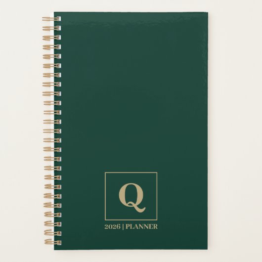 Diep smaragdgroene gepersonaliseerde planner (Voorkant)