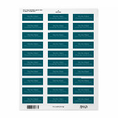 Diep Teal Aanpasbare Retouradreslabels Etiket (Full Sheet)