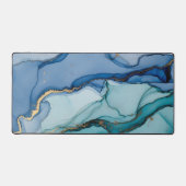 Diep Teal en Marine Alcoholinkt Goud Ader Bureaumat (Voorkant)