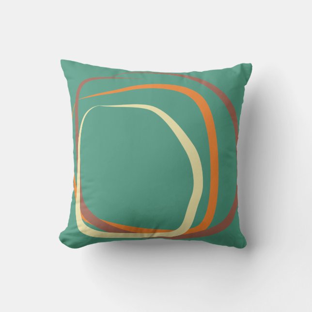 Diep Teal Kussen met stoffig roze, oranje & wit (Voorkant)
