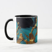 Diep Teal Marmer met Krachtige Gouden Aders Mok (Links)
