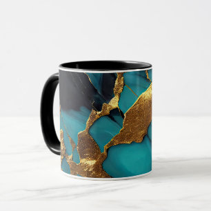 Diep Teal Marmer met Krachtige Gouden Aders Mok