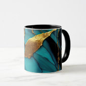 Diep Teal Marmer met Krachtige Gouden Aders Mok (Voorkant rechts)