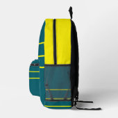 Diep Teal Met Geel Bedrukte Rugzak (Rechts)