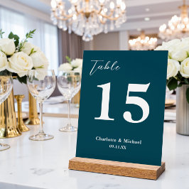 Diep Teal Minimalistisch Trouwtafel Nummer Acryl Bord