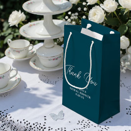 Diep Teal Minimalistische Bruidsbruiloft Bedankt Klein Cadeauzakje