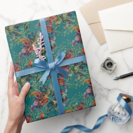 Diep Teal Modern Meerkleurig met Nep Glitters Cadeaupapier