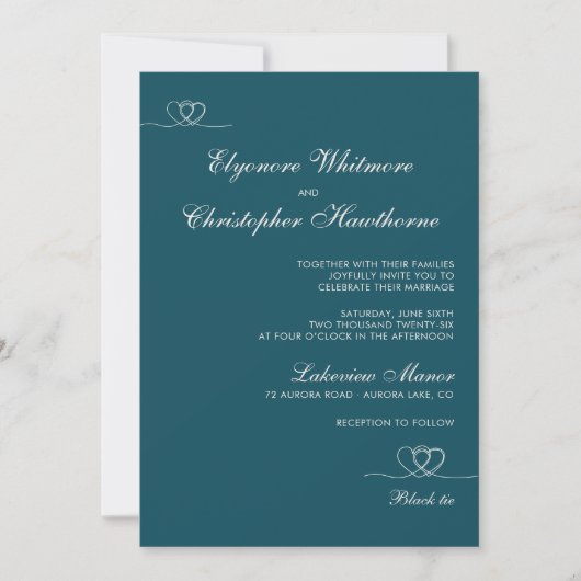 Diep Teal Moderne Chic Mix en Match Trouwen Kaart (Voorkant)