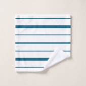 Diep Teal op Witte Strepen Bad Handdoek (Wasdoekje)
