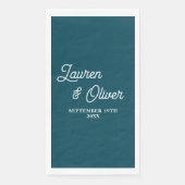 Diep Teal Script Minimalistische Trouwdag Servet (Voorkant)