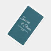 Diep Teal Script Minimalistische Trouwdag Servet (Hoek)