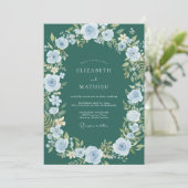 Diep Teal Waterverf Bruiloft Kaart (Staand voorkant)