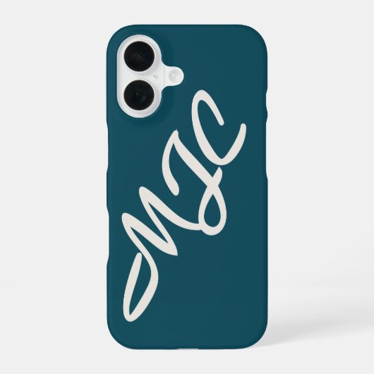 Diep Tealblauwe Aangepaste Monogram iPhone 16 Hoesje (Achterkant)