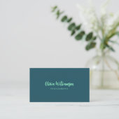 Diep Turkoois Mint Script Naam Minimalistische Cre Visitekaartje (Staand voorkant)