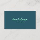 Diep Turkoois Mint Script Naam Minimalistische Cre Visitekaartje (Voorkant)