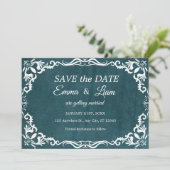 Diep Turquoise Blauwe Talavera Mexicaanse Bruiloft Save The Date (Staand voorkant)