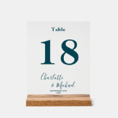 Diep Turquoise Elegante Trouwtafel Nummer Acryl Bord (Voorkant)