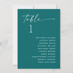 Diep turquoise moderne minimalistische trouwzaalst kaart