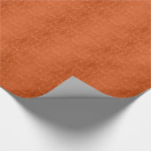 Diep Verbrand Oranje Bloemendamask Patroon Cadeaupapier (Hoek)