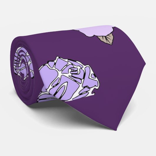 Diep Violet Floral Kantoor Stropdas (Opgerold)