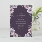 Diep Violette Geschilderde Bruiloft Kaart (Staand voorkant)