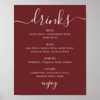 Diep Wijn Rood Huwelijksdranken Menu. Modern Bar B