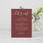 Diep Wijnrood Bruiloft | Moderne Romantische Avond Menu (Staand voorkant)