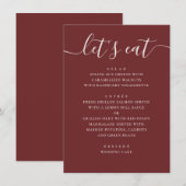Diep Wijnrood Bruiloft | Moderne Romantische Avond Menu (Voorkant / Achterkant)