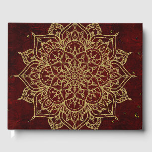 Diep Wijnrood Mandala & Goud Glam Modern Chic Gastenboek