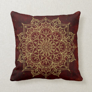 Diep Wijnrood Mandala & Goud Glam Modern Chic Kussen