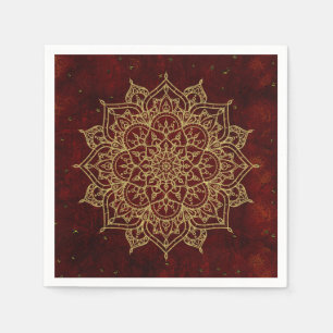 Diep Wijnrood Mandala & Goud Glam Modern Chic Servet