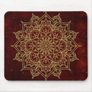 Diep Wijnrood Mandala & Goud Glam Moderne Chic Muismat