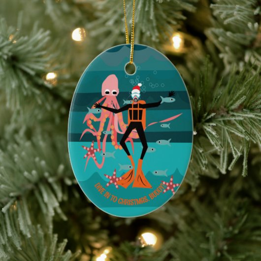 Diep zee duikers kerst keramisch ornament (Boom)