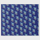 Diep Zee Schattige Octopus Blauw Bubble Navy Cadeaupapier (Vlak)
