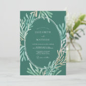 Diep Zeeschuim Koraal Eucalyptus Bruiloft Kaart (Staand voorkant)