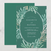 Diep Zeeschuim Koraal Eucalyptus Bruiloft Kaart (Voorkant / Achterkant)